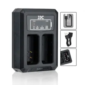 Bln-1 Jjc 972502073612 Dual Battery Charger Build-in Usb Cable Compatible With Olympus Om-d E-