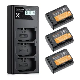 Kf28.0038 K&f Concept 3 Pack 2280mah Np Fz100 Battery And Three Slot Charger For Sony