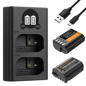 Kf28.0042-us K&f Concept Dmw-blk22 Battery And Dual Lcd Charger Compatible With Panasonic Lumix Dc-s9