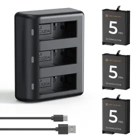 Kf28.0086 K&f Concept Osmo Action 5 Pro/4/3 Battery Charger 3-pack 2100mah Pro