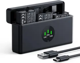 Kf28.0127s1 K&f Concept 3 Pack Battery And Charger Set For Dji Osmo 360 Action 6/5/4/3 2100mah