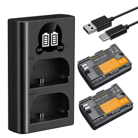 Uk-kf28.0093 K&f Concept 2400mah Lp-e6p 2-pack Battery And Dual Slot Usb Charger Compatible With Canon