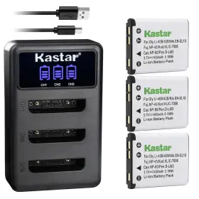 Li-40b Kastar 636790624159 Battery 3-pack Lcd Triple Charger Replacement For Olympus Li-42b Fu