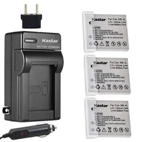 Cb-2lv Kastar 687077441297 Battery 3-pack And Charger Kit For Canon Nb-4l Work With Powe