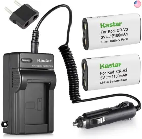 Cr-v3 Kastar 844986061248 Crv3 Battery 2-pack And Charger For Kodak Easyshare C310 C530