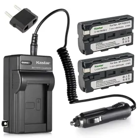 Kastar 887544044123 Charger With Car Adapter 2 Packs Battery For Sony Infolithium L Series Np-5