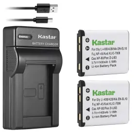 Ch-slim-2b-li42b Kastar 2-pack Battery And Slim Usb Rapid 1 Charger 2 Batteries Green