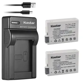 Kastar Ch-slim-2b-lpe8 2 Pack High Capacity Batteries And 1 Slim Charger Black