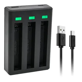 Ch-trip-0b-is360x2b Kastar Triple Usb Battery Charger Compatible With Insta 360 1 Green
