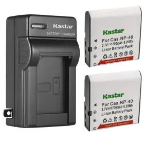 Kastar Nocar-2b-cnp40-d 2-pack Battery And Ac Wall Charger 1 2 Batteries Green