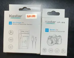 Slim-lpe5-1 Kastar Battery Slim Charger For Canon Lp-e5 And 2 Batteries