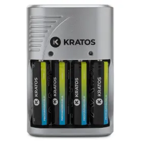 Kr-4aach-nimh Kratos Power Rapid Travel Charger With 4 Aa Nimh Rechargeable Batteries