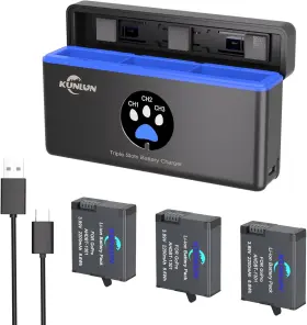Kf28.0087 Kunlun Gopro Hero 13 Fast Charger With 3 X 2200mah High Capacity Batteries New