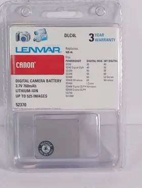 Nb-3l Lenmar 029521830330 Dlc3l Canon Digital Camera Replacement Battery