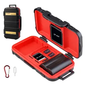 Lensgo 791577917340 Camera Battery Memory Card Case Hard Protector D850 Red