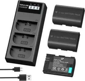 Lpe6n Lp 313022731716 Lp-e6 Battery Charger Pack 3-pack Triple Slot Compatib