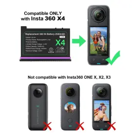 Insta36 Metacucu 769310938242 2 Pack 2500mah Batteries And Fast Charge Hub Compatible With #2