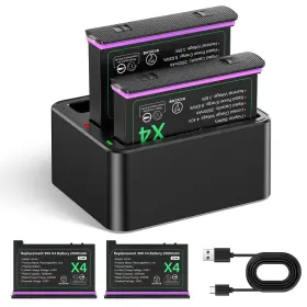 Insta36 Metacucu 769310938242 2 Pack 2500mah Batteries And Fast Charge Hub Compatible With
