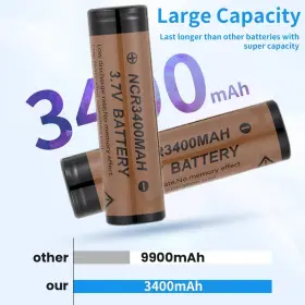 Morngc 618202059360 Universal 18650 Charger Battery Set 2 Packs Of 3.7 V 3400mah High Capacity B #2