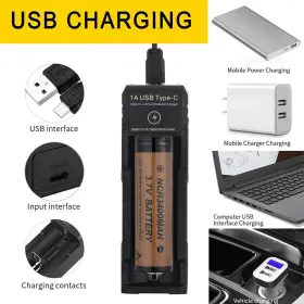 Morngc 618202059360 Universal 18650 Charger Battery Set 2 Packs Of 3.7 V 3400mah High Capacity B #3