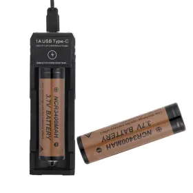 Morngc 618202059360 Universal 18650 Charger Battery Set 2 Packs Of 3.7 V 3400mah High Capacity B