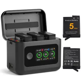 Naivvy-dji101 Naivvy Battery Charger For Dji Osmo Action 360/5 Pro/4/3 Batteries Black