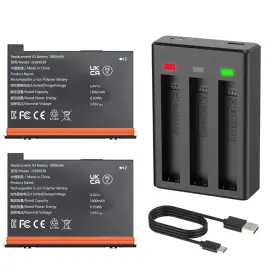 Nbzz 784624983924 2 Packs Replacement Insta 360 X3 Battery 1800mah And 3-channel Fast C #2