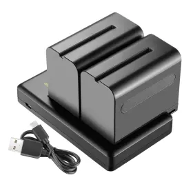 10091904 Neewer 2-pack F970 6600mah Li-ion Replacement Battery Usb Charger/sony Box Imper