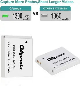Bc2-nb6l Oaproda 2 Pack Nb-6l/ Nb-6lh Battery And Ultra Slim Micro Usb Charger For Canon #2