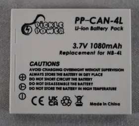 Pp-can-4l Pickle Power 2pk Li-ion Battery Pack 3.7v 1080mah Replacemt For Nb-4l