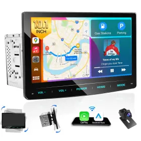 Pra102 Pormido Double Din Car Stereo 10.1 Inch Adjustable Touchscreen Radio With Wirele