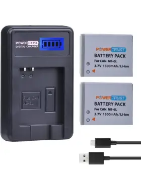 Pt-s006-2b Power Trust Lcduc Powertrust 2-pack Nb-6l Nb-6lh Camera Battery And Lcd Usb Charger For Canon Ixus