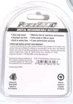 Dmw-bcf10pp Power2000 026127843108 Rechargeable Battery Panasonic 3.7v 1200mah New #2