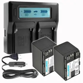 Acd-7982bc Power2000 2x Canon Bp-a30 14.4v 3600mah Li-ion Battery With Dual Bay Lcd Charger