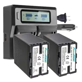 Bp-u702bc Power2000 2x Sony Bp-u70 5400mah 78wh Li-ion Battery With Dual Bay Lcd Charger