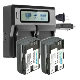 Lp-e6p2bc Power2000 2x Lp-e6p 8.4v 2400mah Lithium-ion Battery With Dual Bay Lcd Charger