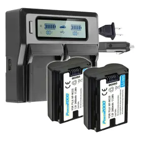 Np-w2352bc Power2000 2x Fuji Np-w235 7.2v 2400mah Li-ion Battery With Dual Bay Lcd Charger
