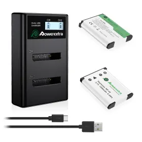Np-45s Powerextra Np-45 Replacement 2 X Batteries Lcd Charger For Fujifilm Instax Mini 90