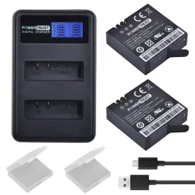 Az16-1 Powertrust 658906276427 2-pack Battery And Lcd Dual Usb Charger For Xiaoyi Yi 4k