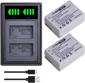 Chn-2b-nb7l-5 Powertrust 2pcs 1600mah Nb-7l Nb7l Battery With Charger For Canon Powershot G10 G11 G12 Sx30