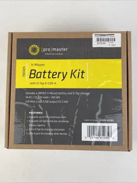 61285 Promaster #61285 V-mount Battery/charger Kit 190wh With D-tap And Usb-a