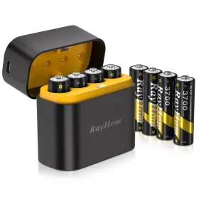 Sln-rh-8aa Rayhom Charger-bl Rechargeable Aa Lithium Batteries With Charger - 8 Pack Double A Fo