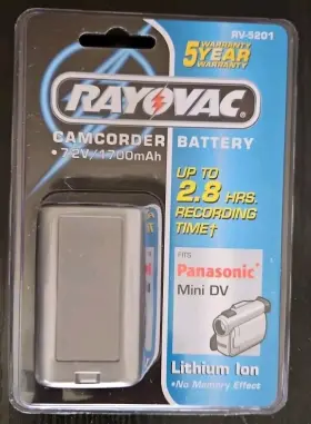 Rv-5201 Rayovac 088064520153 Camcorder Battery 7.2v/1700mah Sealed Apanasonic Mini Dv New