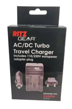 Xrgchlpe10 Ritz Gear Ac/dc Turbo Travel Charger 8.4v Dc For Canon Lp-e10