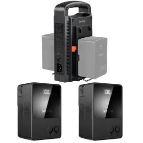 3580-a Smallrig Vb99 99wh Mini V-mount Li-ion Battery 2-pack With 4450 2-channel Charger