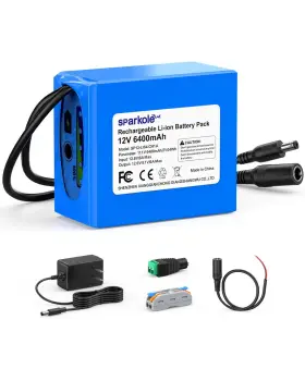 Sparkole 782003392206 12v 6400mah Rechargeable Lithium Ion Battery With Charger Bare Leads Ba