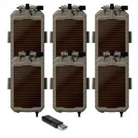 Stealth Cam Ko-cr1 K2744 Sol-pak 12v Solar Battery 6 Pack Bundle With Memory Card Reader