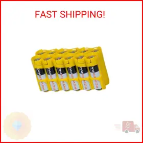 Storacell 531479584321 By Powerpax Aa Battery Storage Caddy Yellow Holds 12 Batteries Not