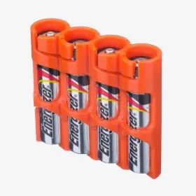 Slaaa4pkorg Storacell By Powerpax Slimline Aaa Battery Storage Caddy Orange Holds 4 Batter
