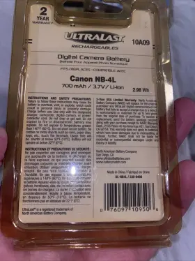 Ul-nb4l Ultralast 076097109506 Rechargeables Canon Digital Camera Battery Sealed Package #2